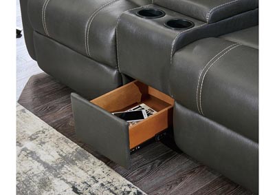 Gin Rummy Charcoal Loveseat w/Console & Drawer,Global Furniture USA